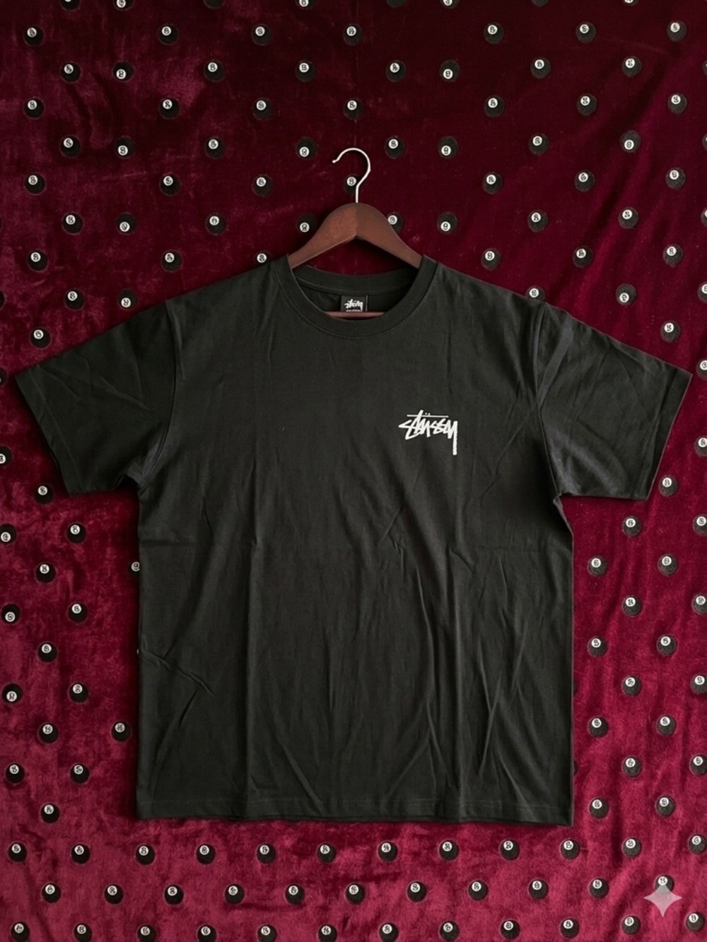 Stussy Black Short Sleeve Tee with White Chest Logo